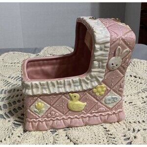 Vintage Inarco CMC SE 10680 Pink Baby Bassinet Planter